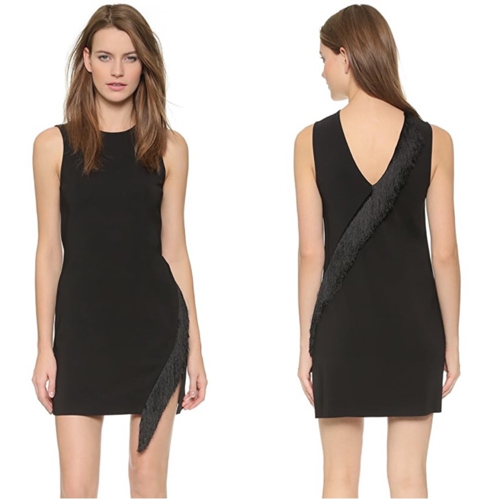 A.L.C. Black Lottman Fringe sleeveless cocktail dresss